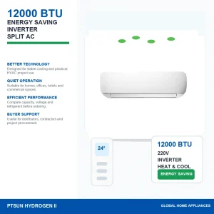 12000 BTU T3 Inverter Heat And Cool 220V 50Hz 1 Ton 1.5 Hp Air Conditioner