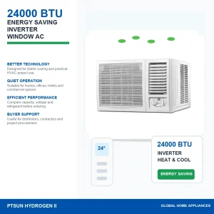 24000 BTU T1 T3 R410 Inverter Heat And Cool Quietest Window Unit Air Conditioner Sale