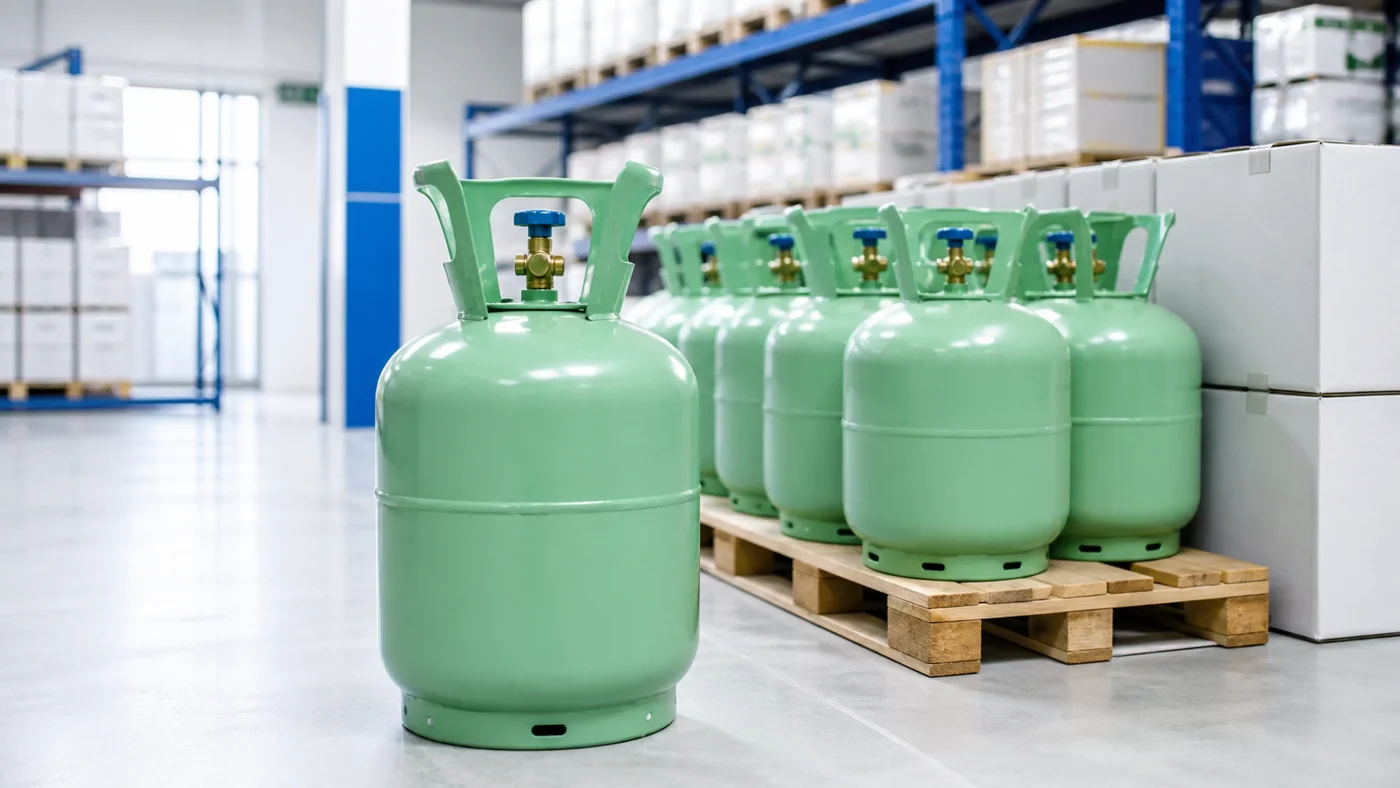 R32 refrigerant cylinders prepared for wholesale HVAC supply