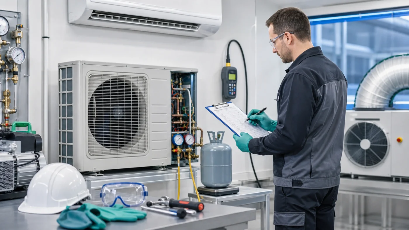 a2l refrigerant safety preparation in HVAC workshop